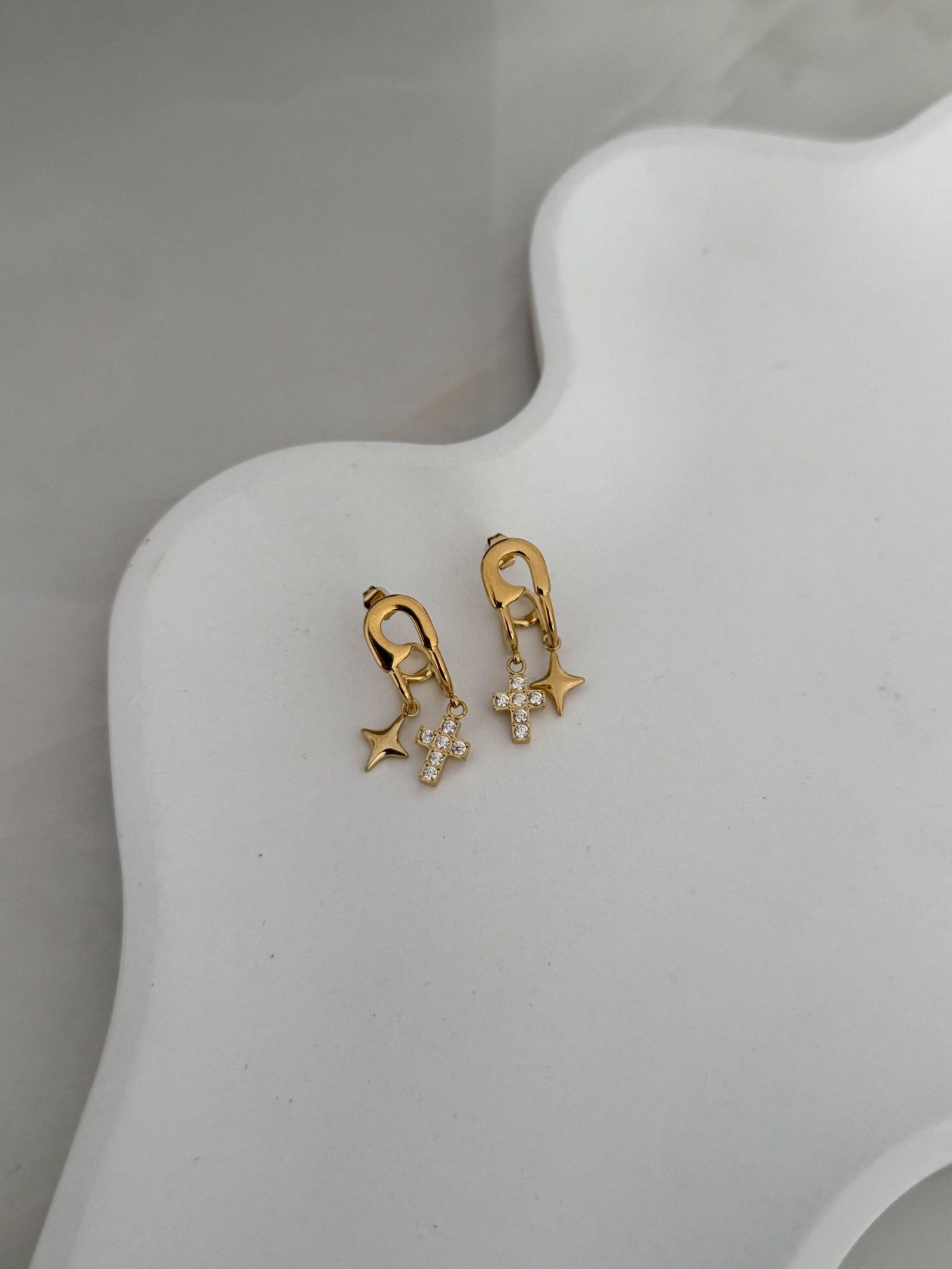 Σκουλαρίκια Star & Cross Drop - Image 2