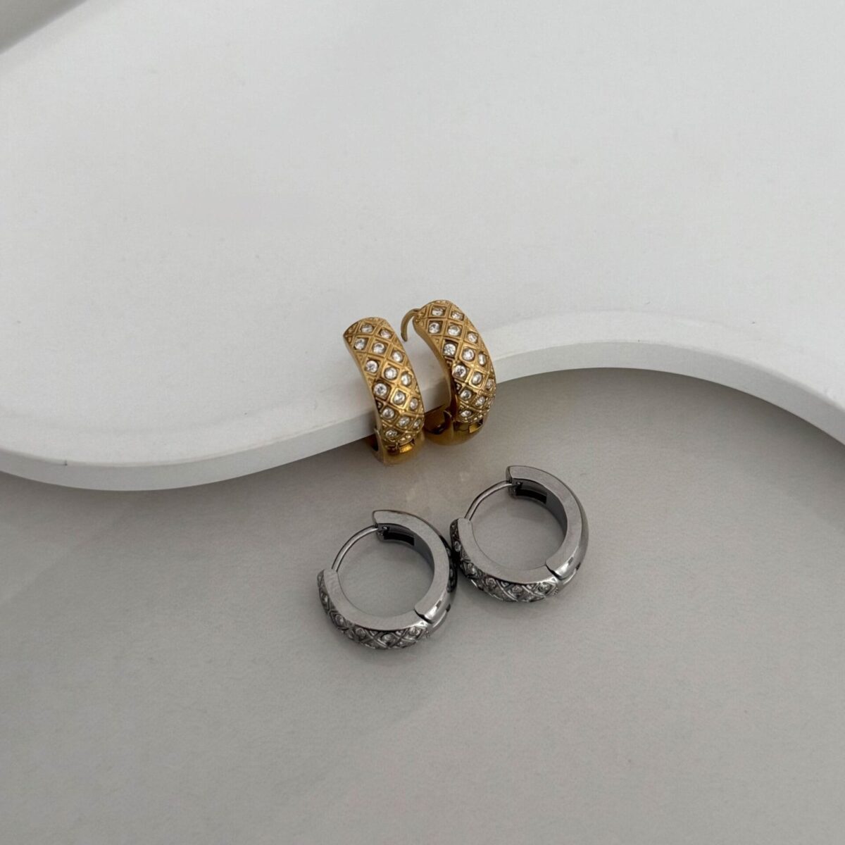 Σκουλαρίκια Diamond Weave Hoops